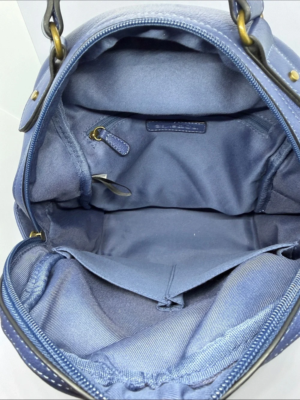 Style & Co. Navy Blue Pebbled Leather Backpack Satchel